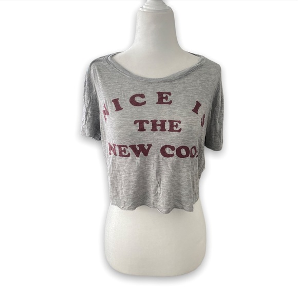Nice is the new cool heather grey crop top small - Picture 2 of 3